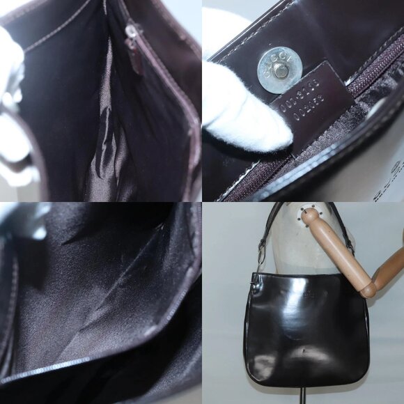 GUCCI Shoulder Bag Patent leather Brown Silver 001 3166 Auth ep8849 - Picture 12 of 14